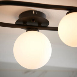Anson Lighting Kelsey Black And White Glass 3 Light Semi Flush Bathroom Fitting - thumbnail 2