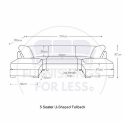 Furnishings For Less UK Bishop Pink U Shaped Soft Fabric Jumbo Cord Detachable 5 Seater Large Sofa - thumbnail 8