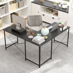 Gainoom L-Shaped Grey Computer Desk Reversible Corner Study Writing Desk - thumbnail 3