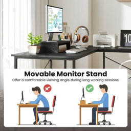 Gainoom L-Shaped Grey Computer Desk Reversible Corner Study Writing Desk - thumbnail 6