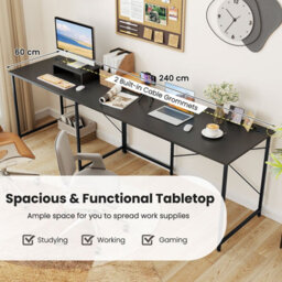 Gainoom L-Shaped Grey Computer Desk Reversible Corner Study Writing Desk - thumbnail 5