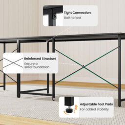 Gainoom L-Shaped Grey Computer Desk Reversible Corner Study Writing Desk - thumbnail 4