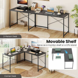 Gainoom L-Shaped Grey Computer Desk Reversible Corner Study Writing Desk - thumbnail 8