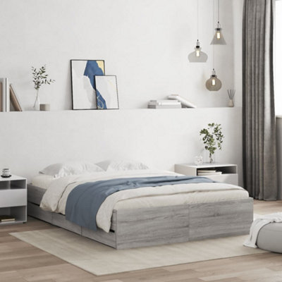 Berkfield Bed Frame With Drawers Without Mattress Grey Sonoma 120X190 Cm Small Double - image 1