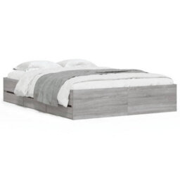 Berkfield Bed Frame With Drawers Without Mattress Grey Sonoma 120X190 Cm Small Double - thumbnail 2