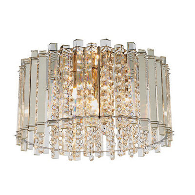 Luminosa Lighting Luminosa Hanna Flush Clear Crystal (K5) Glass & Chrome Effect Plate 4 Light Dimmable Ip20 - G9