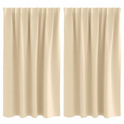 Berkfield Curtains With Curtains 2 Pcs Cream 140 X 140 Cm Polyester - thumbnail 2