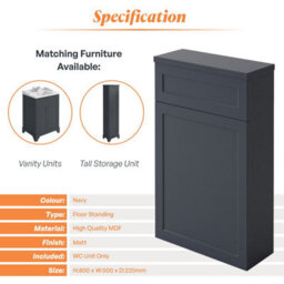 Plum&clay Belmont Charcoal Blue Traditional Back To Wall Toilet Wc Unit Matt Finish - thumbnail 6