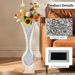 Artloge 68.5Cm Tall Crystal Floor Vase Crushed Diamond Floor Big Glass Vase Sparkle Twinkle - thumbnail 3