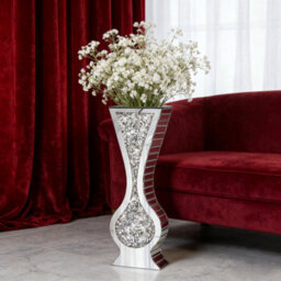 Artloge 68.5Cm Tall Crystal Floor Vase Crushed Diamond Floor Big Glass Vase Sparkle Twinkle (Cannot Hold Water)