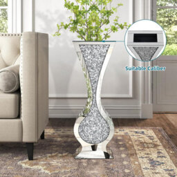 Artloge 68.5Cm Tall Crystal Floor Vase Crushed Diamond Floor Big Glass Vase Sparkle Twinkle - thumbnail 5