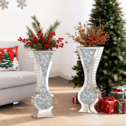 Artloge 68.5Cm Tall Crystal Floor Vase Crushed Diamond Floor Big Glass Vase Sparkle Twinkle - thumbnail 9