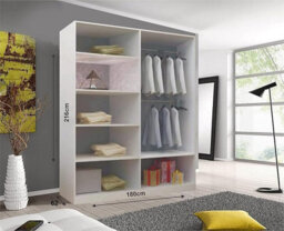 RAC3 Sliding Wardrobe Led Mirror Space Saving Bedroom Wardrobe, Contemporary Bedroom Sliding Wardrobe & Mirror Wardrobe (Grey, 180Cm) - thumbnail 2