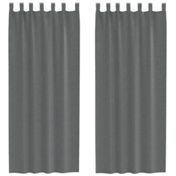 Berkfield Durable Voile Curtains With Loops 2 Pcs Dark Grey 140X260 Cm - thumbnail 1