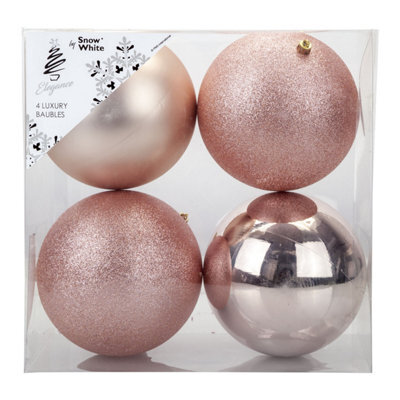 Rose Gold 10Cm Baubles Assorted (4 Pack) - Christmas Tree Decorations - image 1