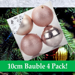 Rose Gold 10Cm Baubles Assorted (4 Pack) - Christmas Tree Decorations - thumbnail 6