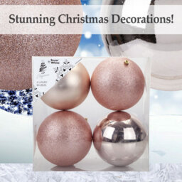 Rose Gold 10Cm Baubles Assorted (4 Pack) - Christmas Tree Decorations - thumbnail 3