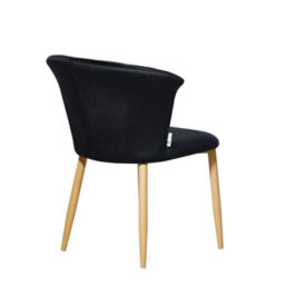 Life Interiors Set Of 4 Black Elsa Velvet Dining Chairs With Wooden Legs, Curved Back & Comfortable Seating - thumbnail 4