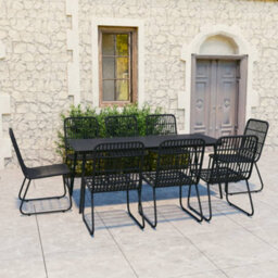 Berkfield 9 Piece Outdoor Dining Set Poly Rattan And Glass - thumbnail 1