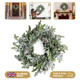 Shatchi 60Cm Cypress Pine Wreath Realistic Greenery With Pine Cones Winter Christmas Door Decoration For Festive Home Displays - thumbnail 2