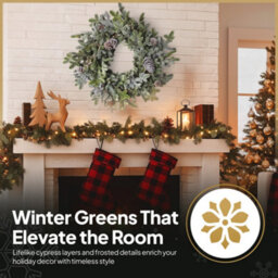 Shatchi 60Cm Cypress Pine Wreath Realistic Greenery With Pine Cones Winter Christmas Door Decoration For Festive Home Displays - thumbnail 9