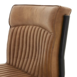 Wyld Haus Germain Tan Brown Upholstered Ribbed Leather Dining Chair - thumbnail 6