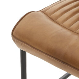 Wyld Haus Germain Tan Brown Upholstered Ribbed Leather Dining Chair - thumbnail 5