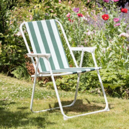 Harbour Housewares Folding Metal Beach Chairs - Blue/green Stripe - Pack Of 2 Portable Outdoor Garden Camping Festival Seats - thumbnail 8
