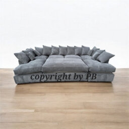 London Cinema U Shape Sofa , Corner Sofa And Big Footstool,grey Jumbo Cord Fabric ,fluffy Fibre Seats - thumbnail 4