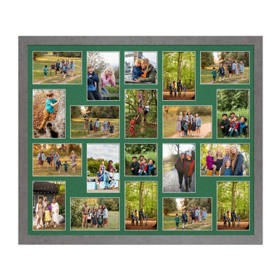 AK Frames 80X70Cm Marble Grey Modern Multi Photo Frame With Emerald Mount - Holds 20 Apertures (18X) 6X4, (2X) 4X4 Photos - image 1