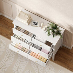 Wyld Haus Lezi 6-Drawer White Fluted Storage Dresser - Wide, Matt Finish, Modern Chest Of Drawers - thumbnail 8
