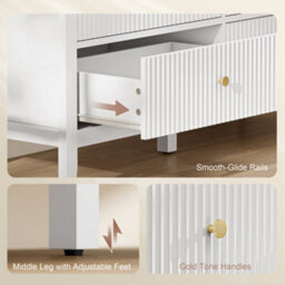 Wyld Haus Lezi 6-Drawer White Fluted Storage Dresser - Wide, Matt Finish, Modern Chest Of Drawers - thumbnail 6