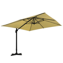 Living And Home 3M Large Square Canopy Rotatable Tilting Garden Rome Umbrella Cantilever Parasol With Cross Base, Taupe - thumbnail 3