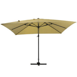 Living And Home 3M Large Square Canopy Rotatable Tilting Garden Rome Umbrella Cantilever Parasol With Cross Base, Taupe - thumbnail 4