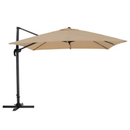 Living And Home 3M Large Square Canopy Rotatable Tilting Garden Rome Umbrella Cantilever Parasol With Cross Base, Taupe - thumbnail 1