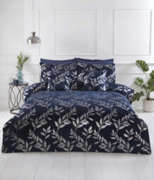Rapport Como Navy Silver Foil Detailing Double Duvet Cover Set
