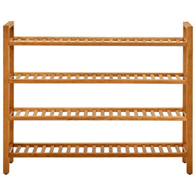 Berkfield Durable Shoe Rack With 4 Shelves 100X27X80 Cm Solid Oak Wood - image 1