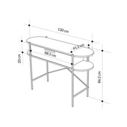 Sandstone Console Table 1 Drawer 2 Shelves Metal Cross Frame - thumbnail 2