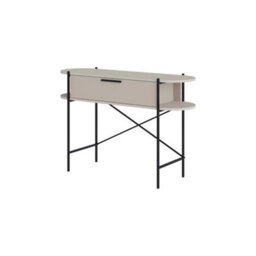 Sandstone Console Table 1 Drawer 2 Shelves Metal Cross Frame - thumbnail 3