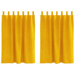 Berkfield Blackout Curtains With Hanging Loops 2 Pcs Mustard Yellow Velvet - thumbnail 2