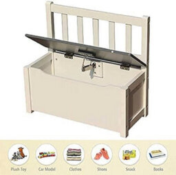 Wadan Wooden Kids Storage Bench, Modern Kids Bench Suitable For Small Rooms, Preschoolers Boys And Girls Activity Build & Playset - thumbnail 2