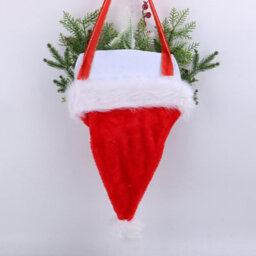 CLEFFNS Christmas Hat Wreath For Front Door, Merry Christmas Santa Hat Wreath With Santa, Xmas Wall Hanging Sign For Door Window Fireplace - thumbnail 4