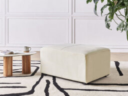 Beliani Ottoman Kohlo Fabric Light Beige - thumbnail 2