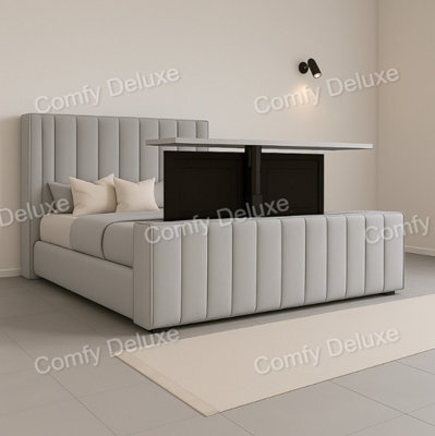 Comfy Deluxe 4Ft6 Double Silver Plush Tv Bed Frame Only
