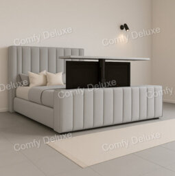 Comfy Deluxe 4Ft6 Double  Silver Plush Tv Bed Frame Only