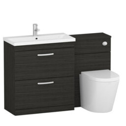 Royal Bathrooms Turin 1300mm Hale Black 2-Drawers Mid-Edge Basin With Cesar Back To Wall Toilet Pack - thumbnail 4