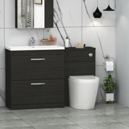 Royal Bathrooms Turin 1300mm Hale Black 2-Drawers Mid-Edge Basin With Cesar Back To Wall Toilet Pack - thumbnail 1