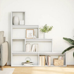 Berkfield Durable Room Divider Bookcase 4-Tier White 143.5X29X143.5 Cm Engineered Wood - thumbnail 3