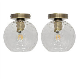 First Choice Lighting Set Of 2 Barnum - Dimple Glass Globe Antique Brass Ceiling Lights - thumbnail 1