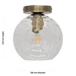 First Choice Lighting Set Of 2 Barnum - Dimple Glass Globe Antique Brass Ceiling Lights - thumbnail 6